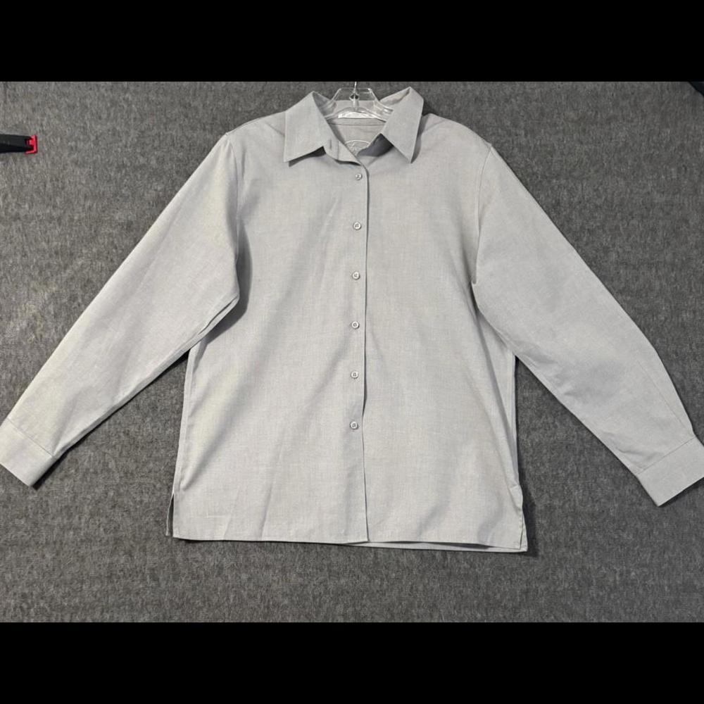 Foxcroft Wrinkle-Free Cotton Long Sleeve Shirt - Gray